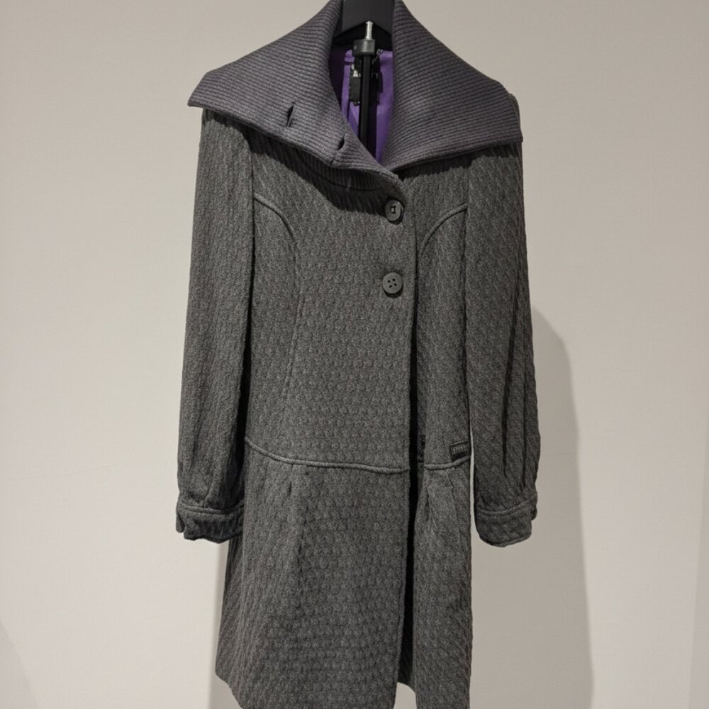 Miss Sixty Textured Knit Coat – Structured Collar – Size S